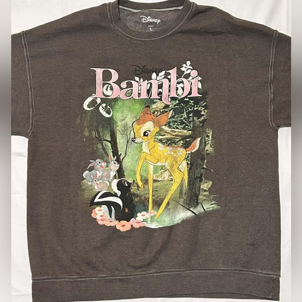 Disney Bambi Long Sleeve Distressed Sweatshirt Mens Oversized Large P2P 27-30